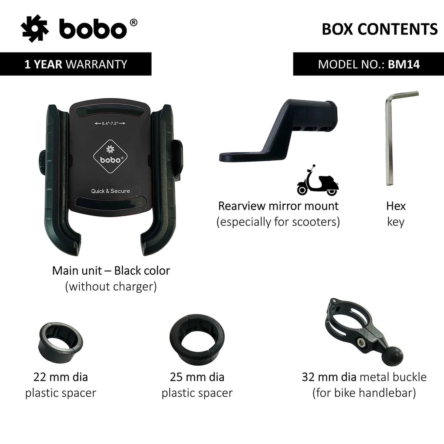 BOBO BM14 PHONE HOLDER QUICK RELEASE