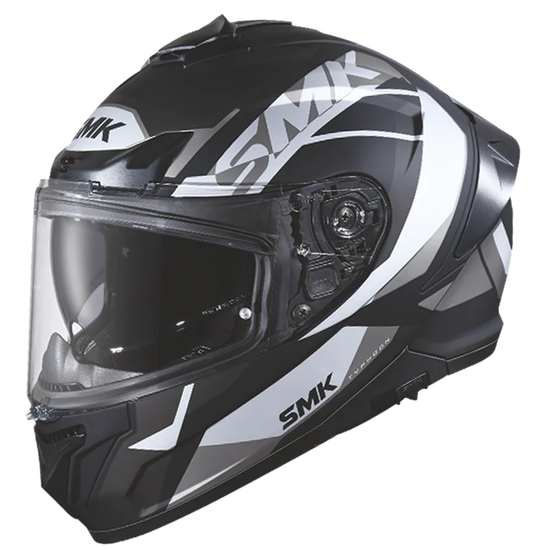 SMK HELMET TYPHOON STYLE MATT BLACK WHITE GREY (MA266)
