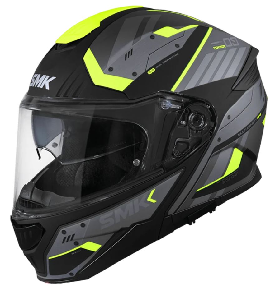 SMK HELMET GULLWING TEKKAR MATT BLACK GREY FLUO YELLOW (MA264)