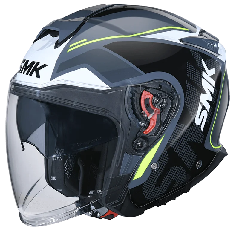 SMK HELMET GTJ TOURER MATT GREY WHITE FLUO YELLOW (MA614)