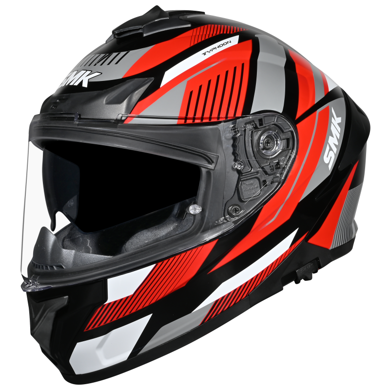 SMK HELMET TYPHOON STYLE MATT BLACK RED GREY (MA236)