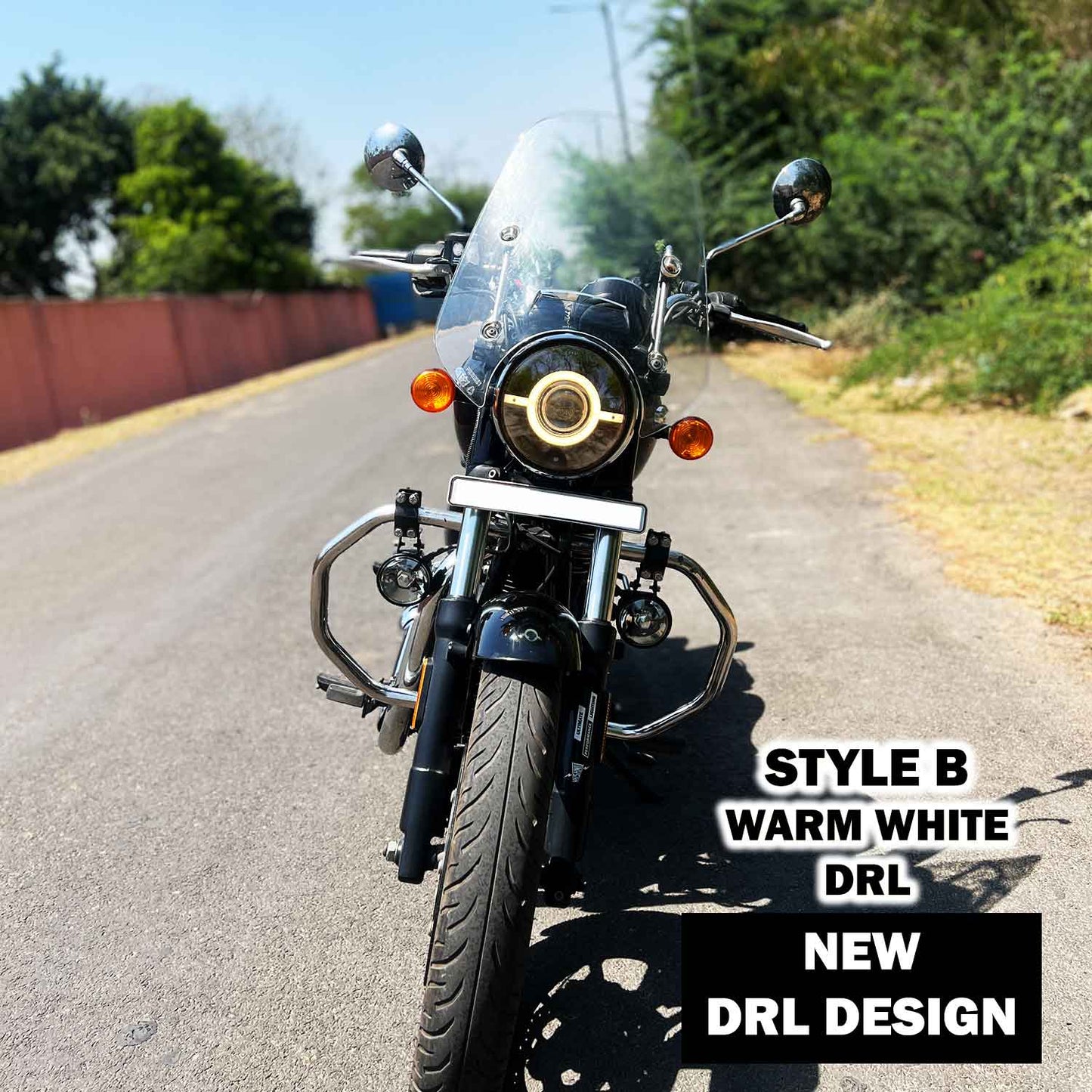 VAISHNU HEADLIGHT TYPE DRL B PURE WHITE METEOR 350(STOCK HELOGEN BULB)