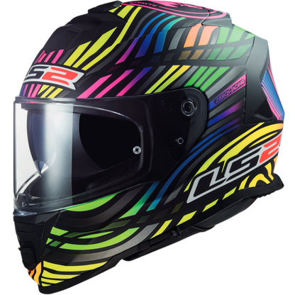 LS2 HELMET FF800 STORM POWER MATT BLACK RAINBOW