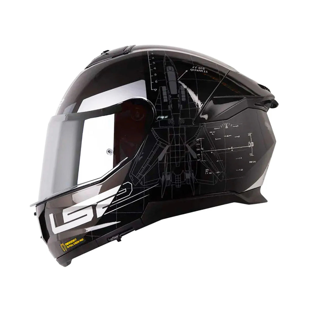 LS2 HELMET FF320 STREAM II AIR FORCE MATT BLACK