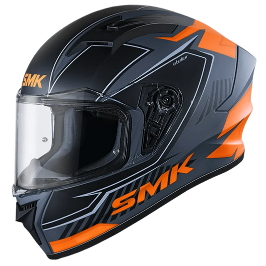 SMK HELMET STELLAR ADOX MATT GREY ORANGE BLACK (MA672)