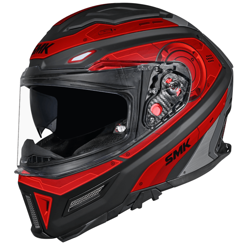 SMK HELMET AGNAR CYBORG MATT BLACK GREY RED (MA263)