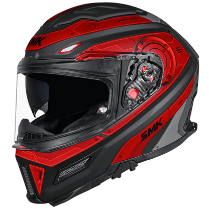 SMK HELMET AGNAR CYBORG MATT BLACK GREY RED (MA263)