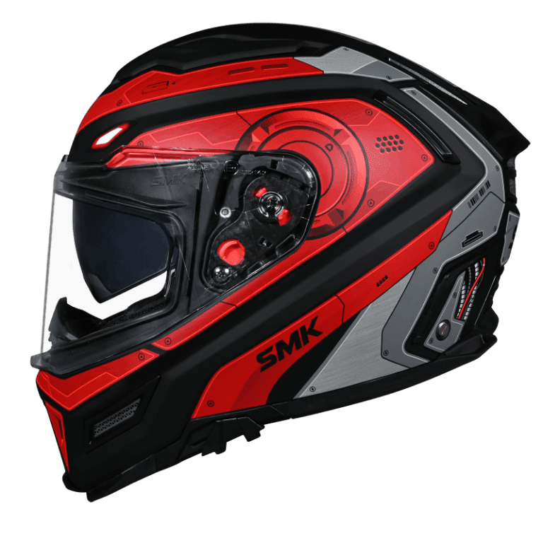SMK HELMET AGNAR CYBORG MATT BLACK GREY RED (MA263)