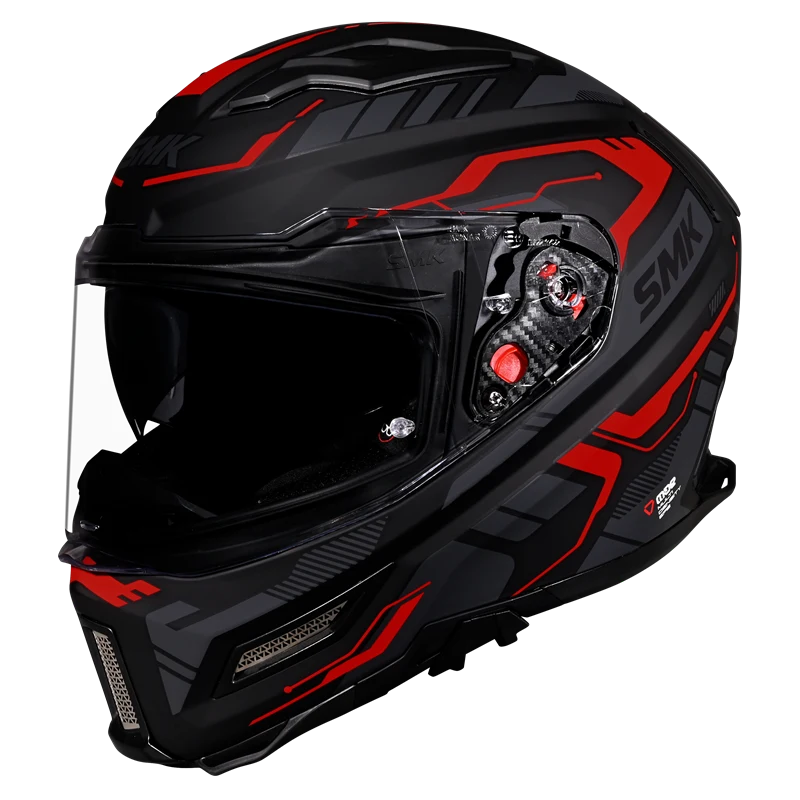SMK HELMET AGNAR TEKTRON BLACK GREY RED (GL263)