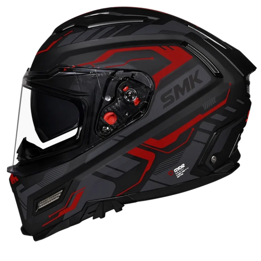 SMK HELMET AGNAR TEKTRON BLACK GREY RED (GL263)