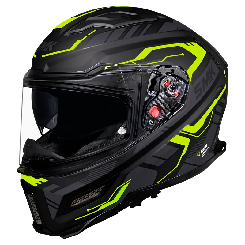 SMK HELMET AGNAR TEKTRON MATT BLACK GREY FLUO YELLOW (MA264)