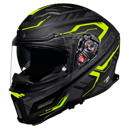 SMK HELMET AGNAR TEKTRON MATT BLACK GREY FLUO YELLOW (MA264)