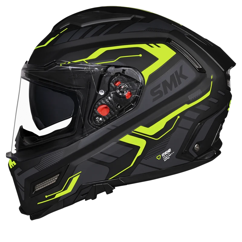 SMK HELMET AGNAR TEKTRON MATT BLACK GREY FLUO YELLOW (MA264)