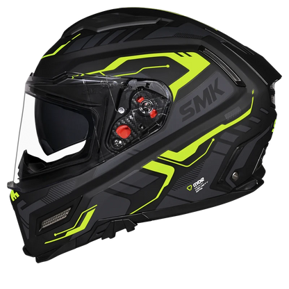 SMK HELMET AGNAR TEKTRON MATT BLACK GREY FLUO YELLOW (MA264)