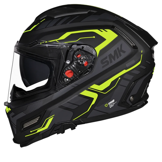 SMK HELMET AGNAR TEKTRON MATT BLACK GREY FLUO YELLOW (MA264)