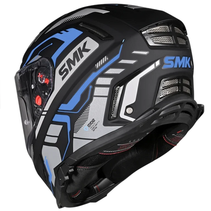SMK HELMET AGNAR TEKTRON BLACK GREY BLUE  (GL265)
