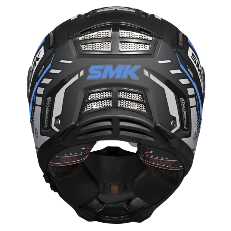 SMK HELMET AGNAR TEKTRON BLACK GREY BLUE  (GL265)