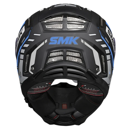 SMK HELMET AGNAR TEKTRON BLACK GREY BLUE  (GL265)
