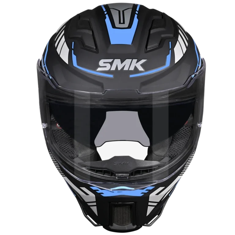 SMK HELMET AGNAR TEKTRON BLACK GREY BLUE  (GL265)