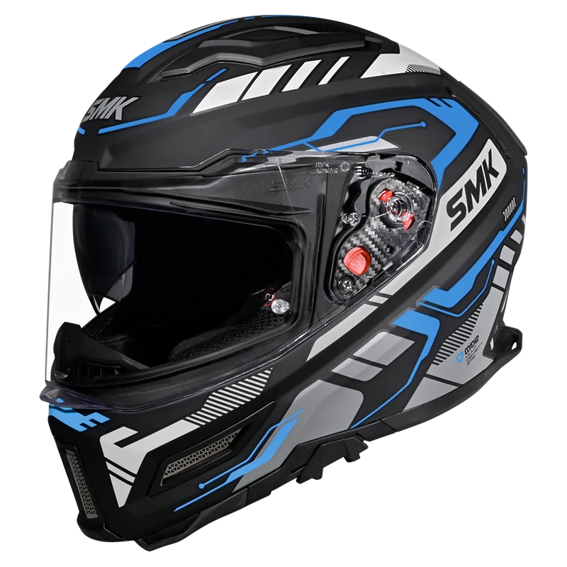SMK HELMET AGNAR TEKTRON BLACK GREY BLUE  (GL265)