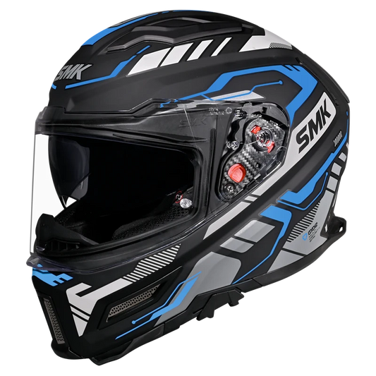 SMK HELMET AGNAR TEKTRON BLACK GREY BLUE  (GL265)