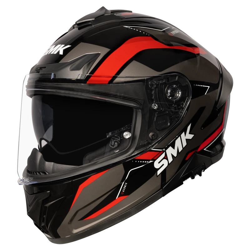 SMK HELMET TYPHOON AZONIX MATT BLACK GREY RED (MA263)