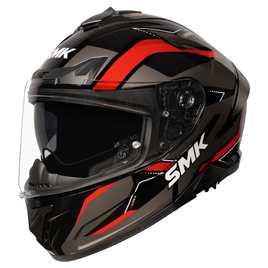 SMK HELMET TYPHOON AZONIX MATT BLACK GREY RED (MA263)
