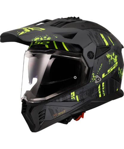 HELMET LS2 MX436 PIONEER II CRAZY MATT BLACK HV YELLOW