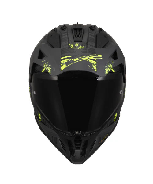 HELMET LS2 MX436 PIONEER II CRAZY MATT BLACK HV YELLOW