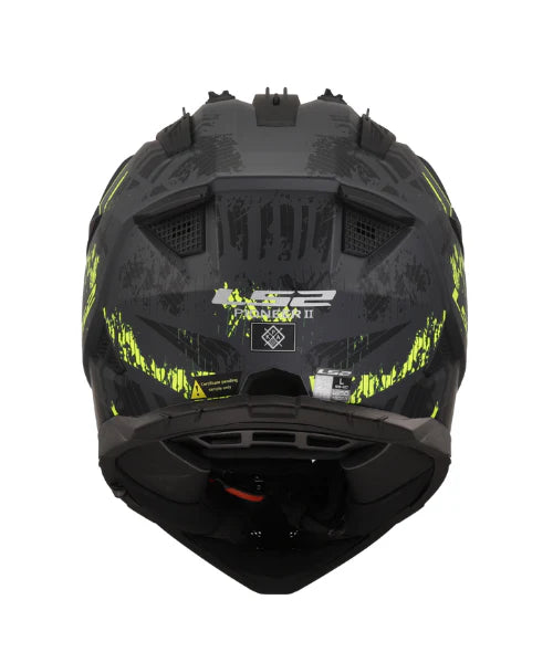 HELMET LS2 MX436 PIONEER II CRAZY MATT BLACK HV YELLOW