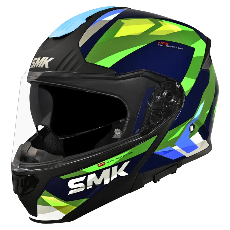 SMK HELMET GULLWING CHARGER BLACK GREEN BLUE (GL585)