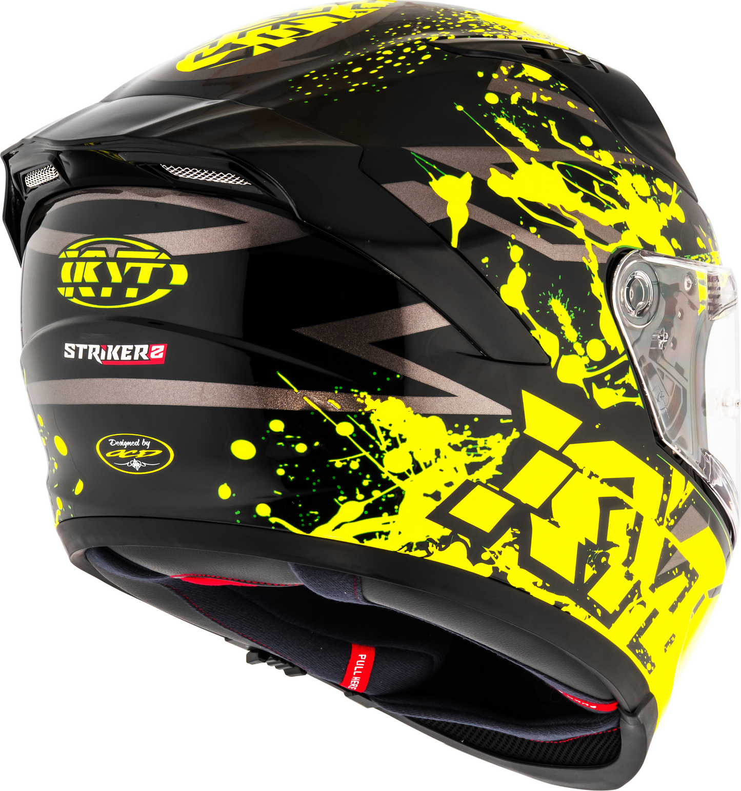 KYT HELMET STRIKER 2V NEUTRON BLACK YELLOW