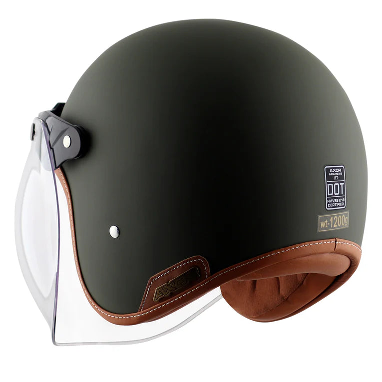 AXOR HELMET RETRO JET DULL BATTLE GREEN