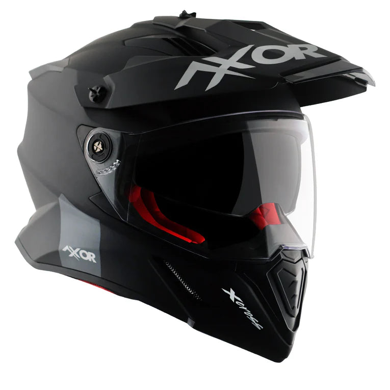 AXOR HELMET X-CROSS DUAL VISOR DULL BLACK RED