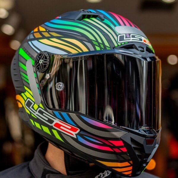 LS2 HELMET FF800 STORM POWER MATT BLACK RAINBOW