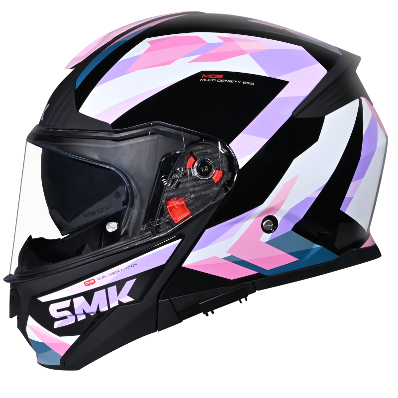 SMK HELMET GULLWING CHARGER BLACK WHITE PINK (GL219)