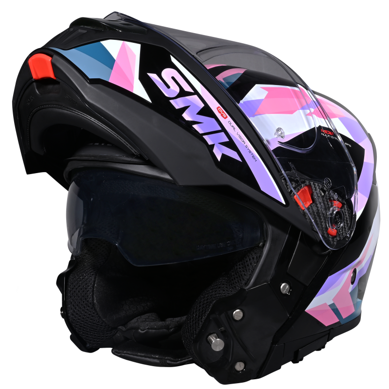SMK HELMET GULLWING CHARGER BLACK WHITE PINK (GL219)