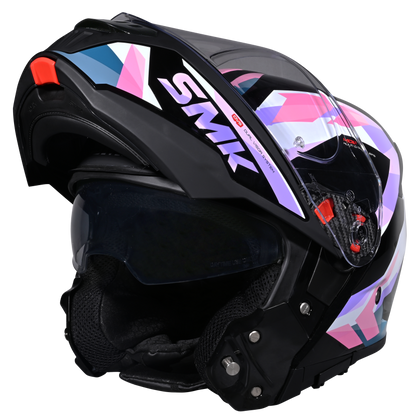 SMK HELMET GULLWING CHARGER BLACK WHITE PINK (GL219)