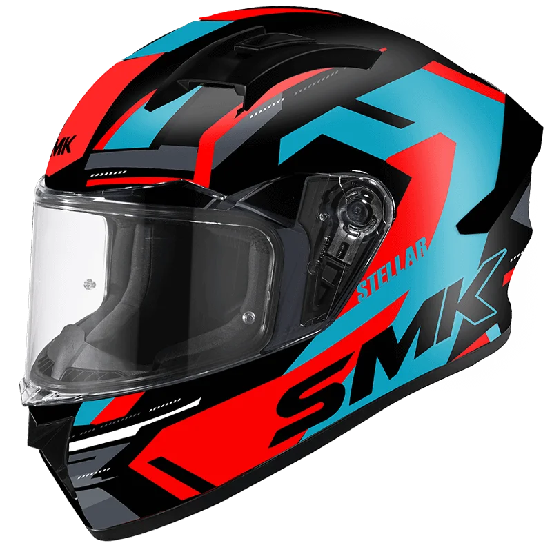 SMK HELMET STELLAR KPOWER MATT BLACK BLUE RED (MA253)