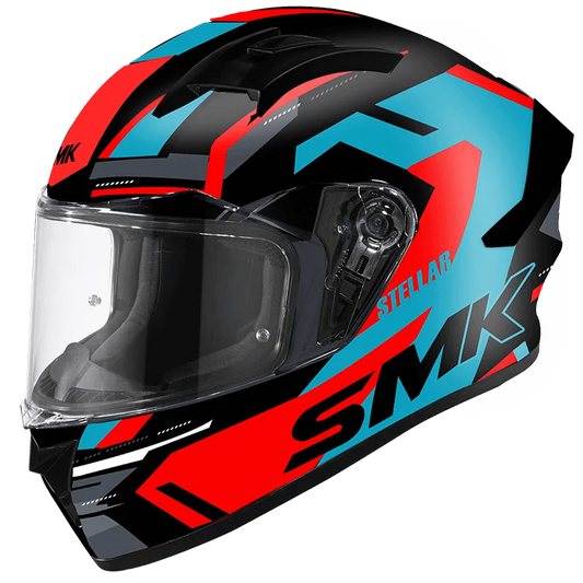 SMK HELMET STELLAR KPOWER MATT BLACK BLUE RED (MA253)