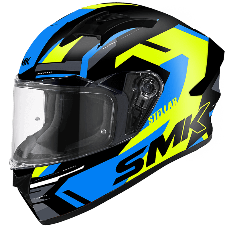 SMK HELMET STELLAR KPOWER MATT BLACK FLUO YELLOW BLUE (MA245)