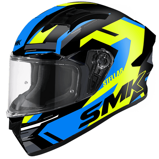 SMK HELMET STELLAR KPOWER MATT BLACK FLUO YELLOW BLUE (MA245)