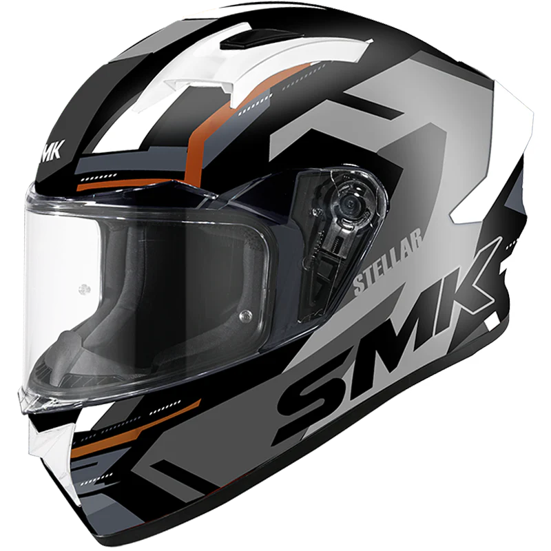 SMK HELMET  STELLAR KPOWER BLACK GREY ORANGE (GL267)