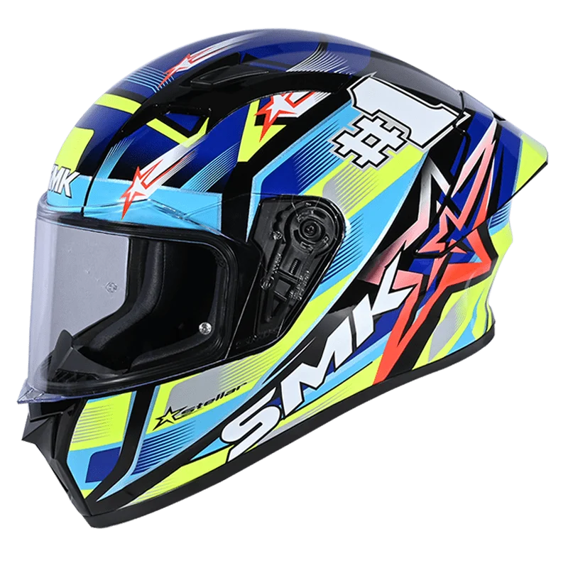 SMK HELMET STELLAR SP UNO BLACK BLUE FLUO YELLOW (GL254)