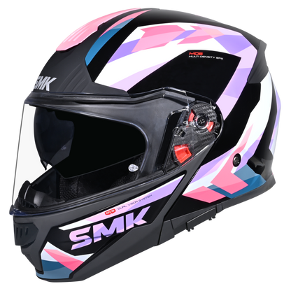SMK HELMET GULLWING CHARGER BLACK WHITE PINK (GL219)