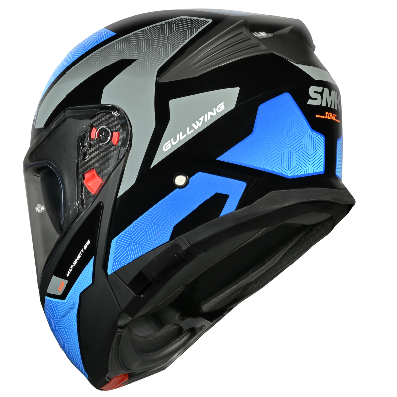 SMK HELMET GULLWING SONIC BLACK BLUE GREY (GL256)