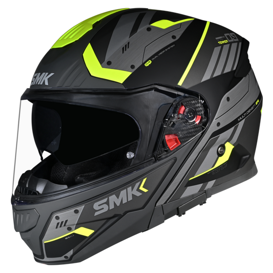 SMK HELMET GULLWING TEKKAR BLACK GREY FLUO YELLOW (GL264)
