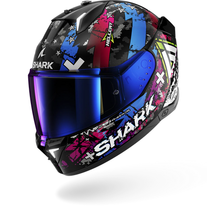 SHARK HELMET SKWAL I3 HELLCAT KUB BLACK BLUE FLUO YELLOW RED PINK