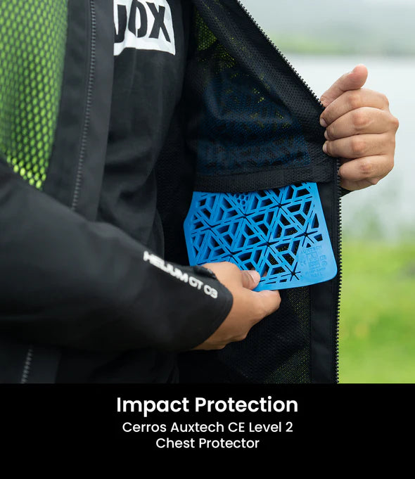 RYNOX JACKET HELIUM GT 3 BLACK HI-VIZ GREEN