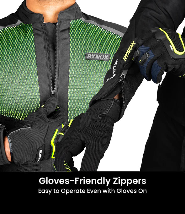 RYNOX JACKET HELIUM GT 3 BLACK HI-VIZ GREEN